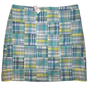Talbots Patchwork Madras Plaid Blue Yellow Green Size 12 NWT Preppy
